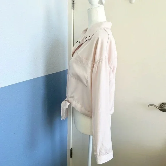 Marine Layer Oslo Crop Tie Waist Boxy Jacket Rosewater Pink Size M - Picture 6 of 11